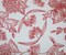 White-Red Nylon Floral Printed Tulle Mesh Knit Fabric By the Yard